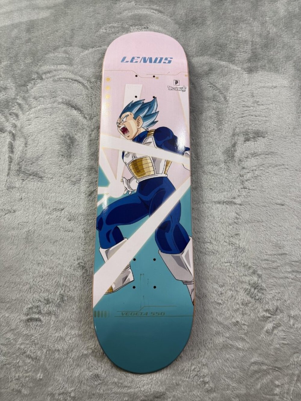 New Primitive Dragon Ball Super Lemos Vegeta SSG Skateboard Deck 8.125 Blue